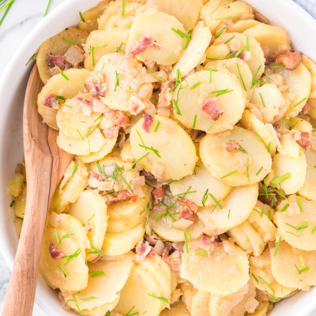 closeup of german potato salad