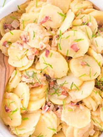 closeup of german potato salad