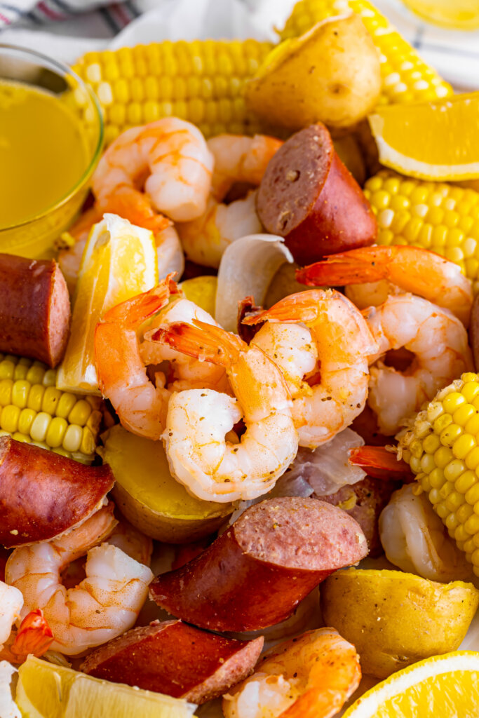 closeup of low country boil