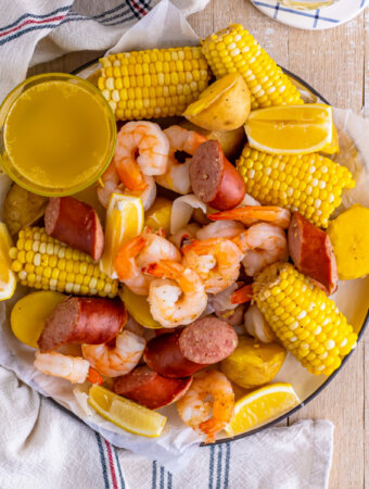 a finished plate with Low Country Boil