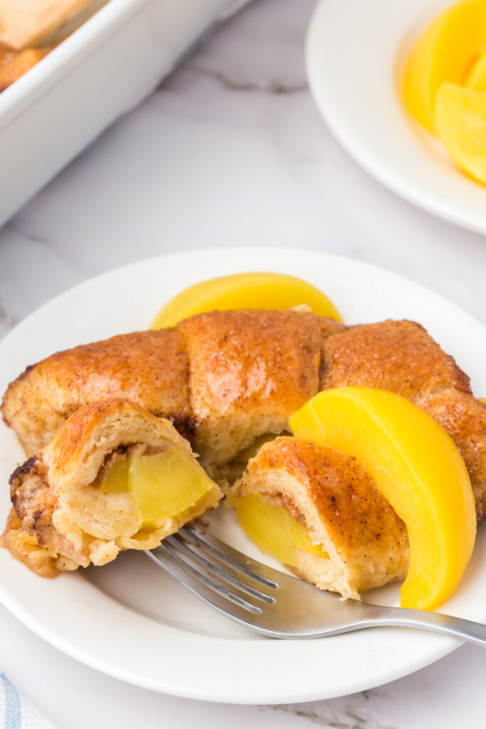 peach crescent dumplings on plate