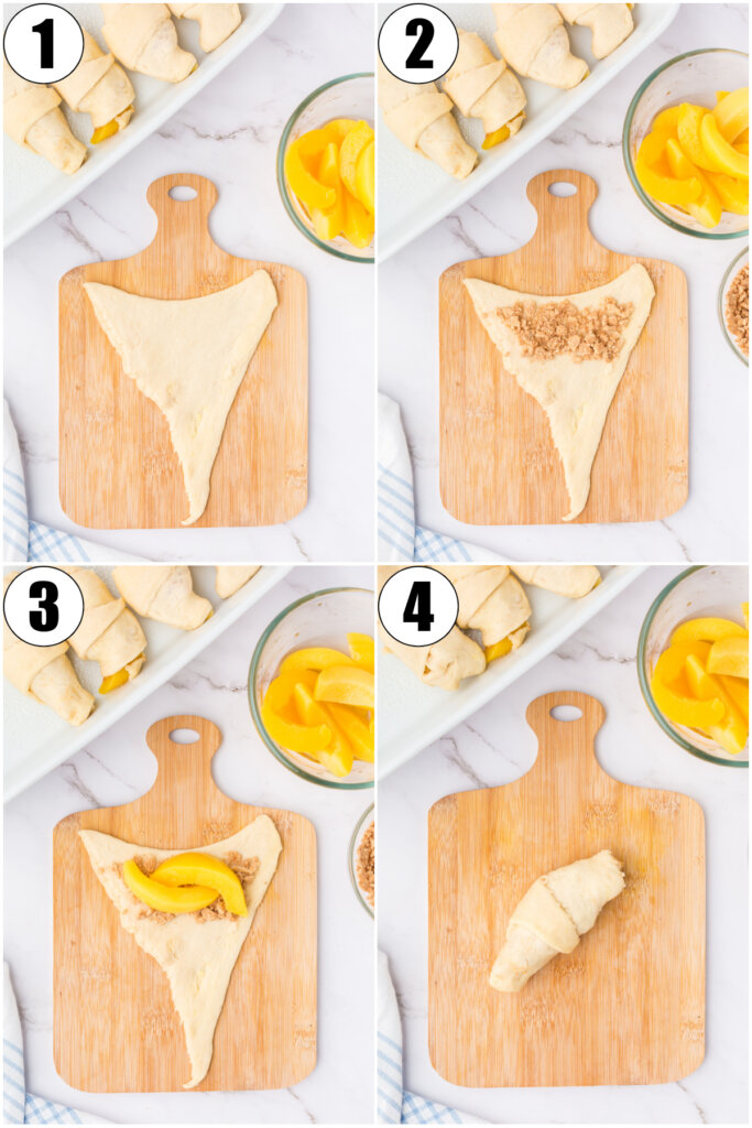 steps how to roll the peach dumplings