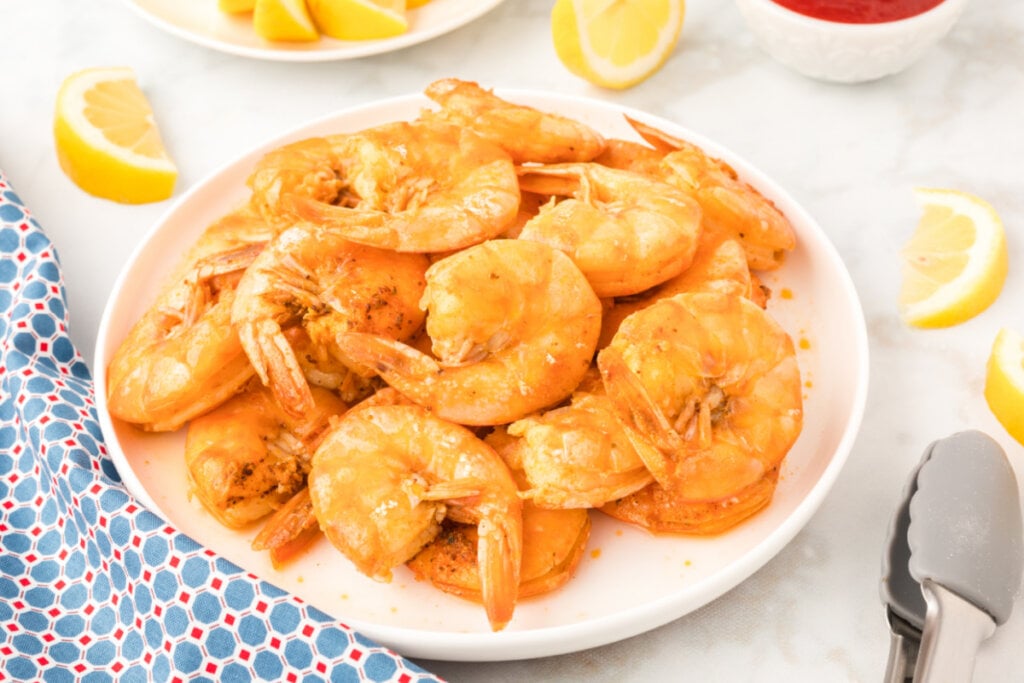 cooked shrimp on a white plate