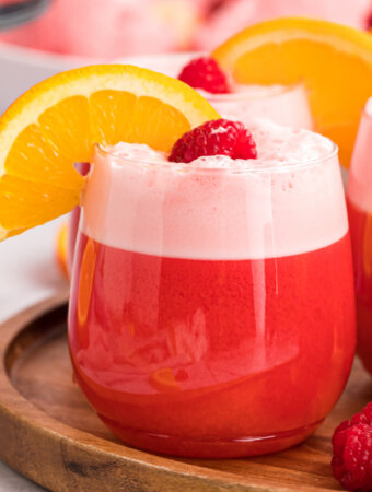 sherbet party punch in a clear glass