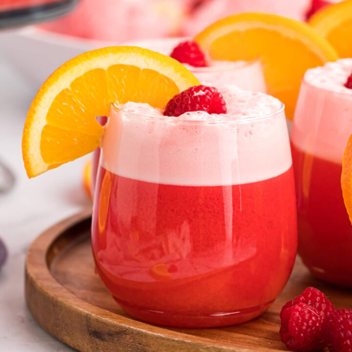 sherbet party punch in a clear glass