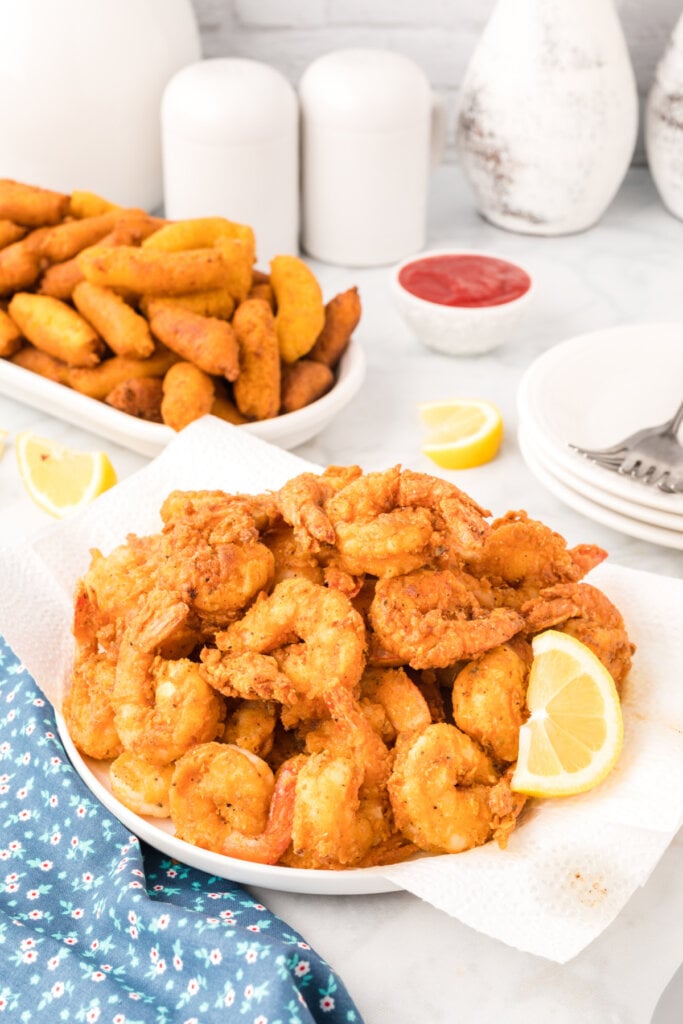 southern fried shrimp on plate ready to serve