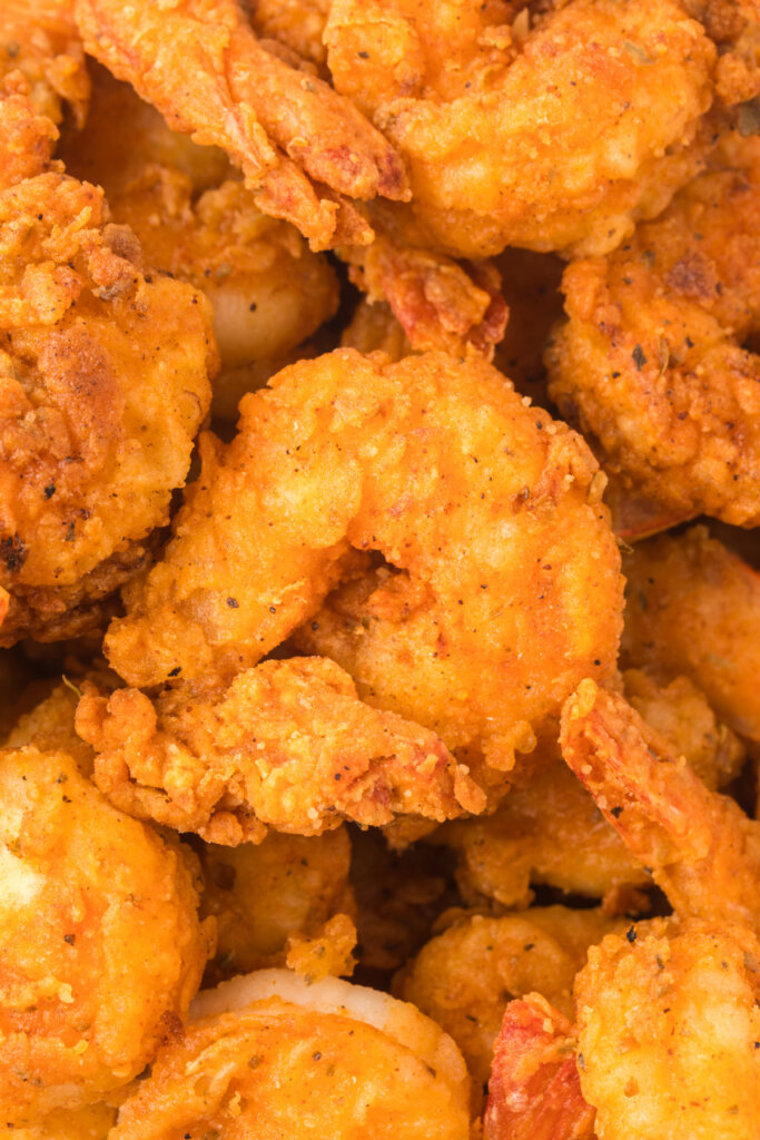 closeup of southern fried shrimp