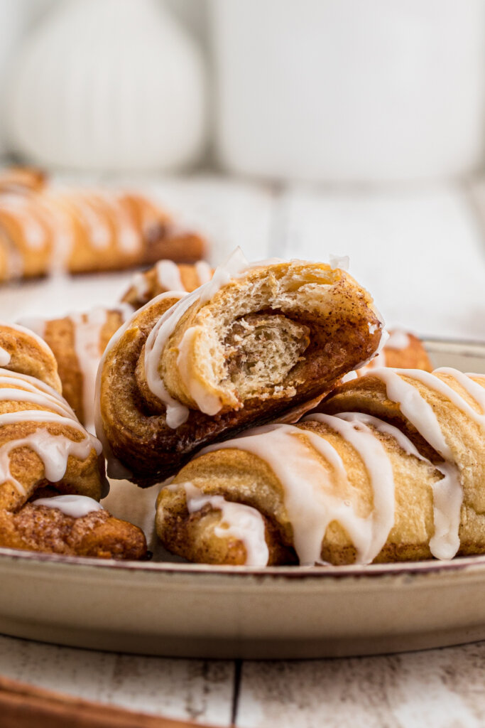 closeup of cinnamon crescent rolls