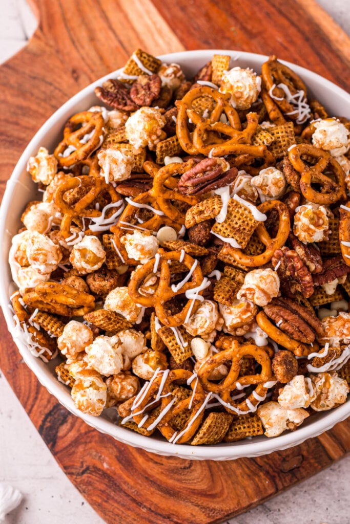 air fryer fall chex mix in bowl