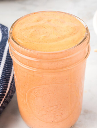 homemade Yum Yum Sauce in glass jar