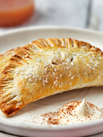 closeup of apple hand pies on plate