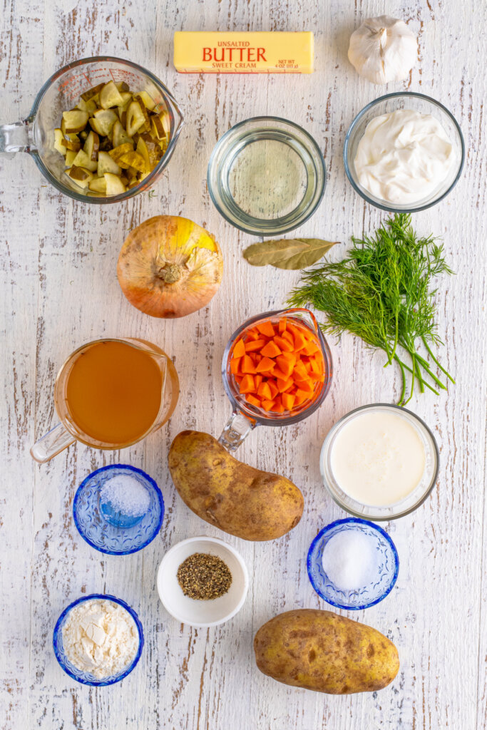 ingredients to make dill pickel soup