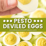 pesto deviled eggs pin collage