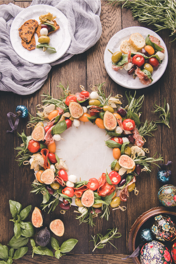 antipasto wreath ready to serve