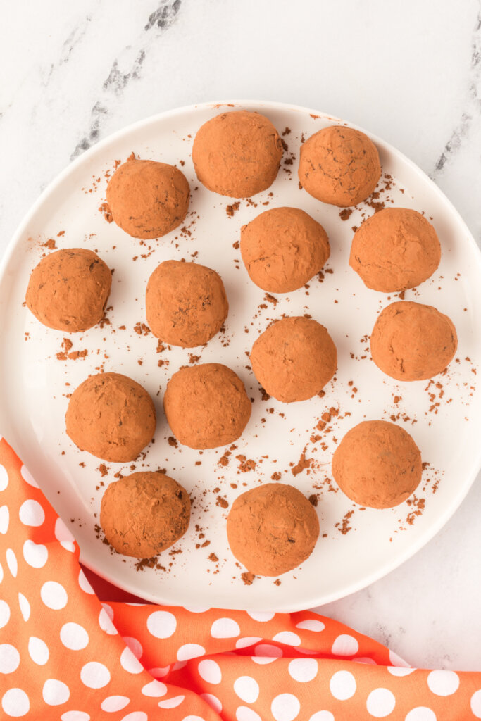 chocolate orange truffles ready to refrigerate before eating