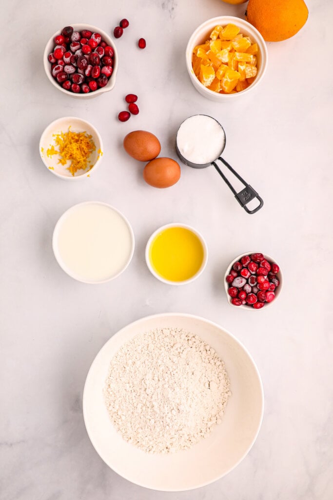 ingredients to make cranberry orange pancakes