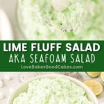 lime fluff salad aka seafoam salad pin collage