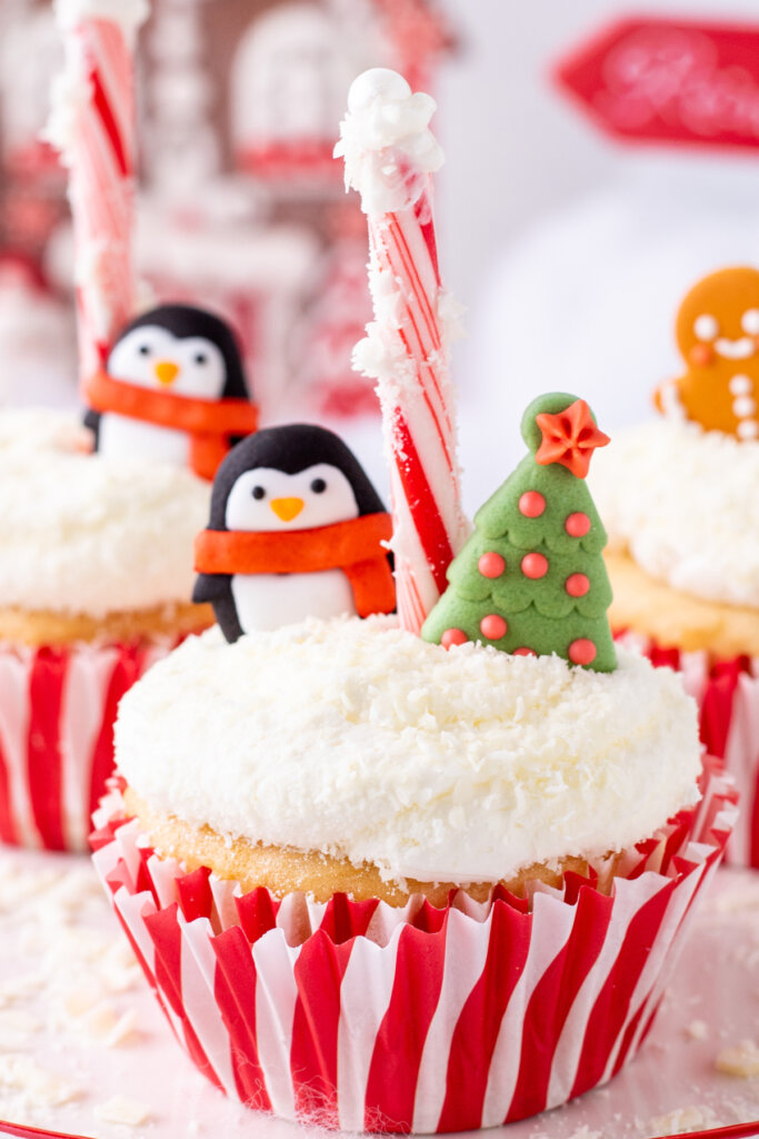 closeup of north pole cupcakes