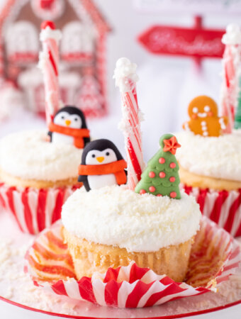 closeup of north pole cupcakes