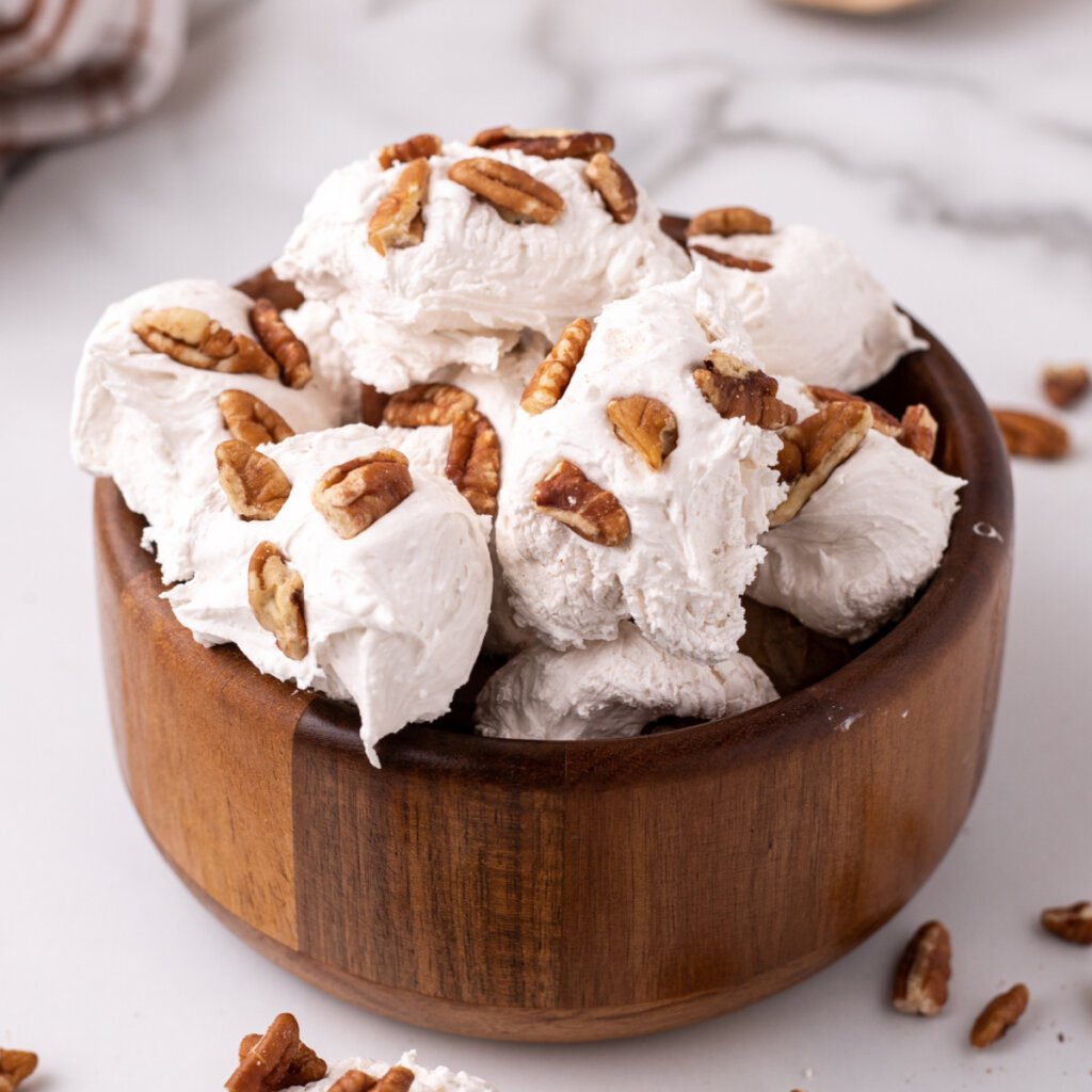 wooden bowl with divinity candy