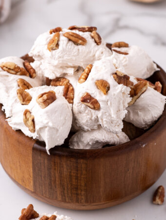 wooden bowl with divinity candy