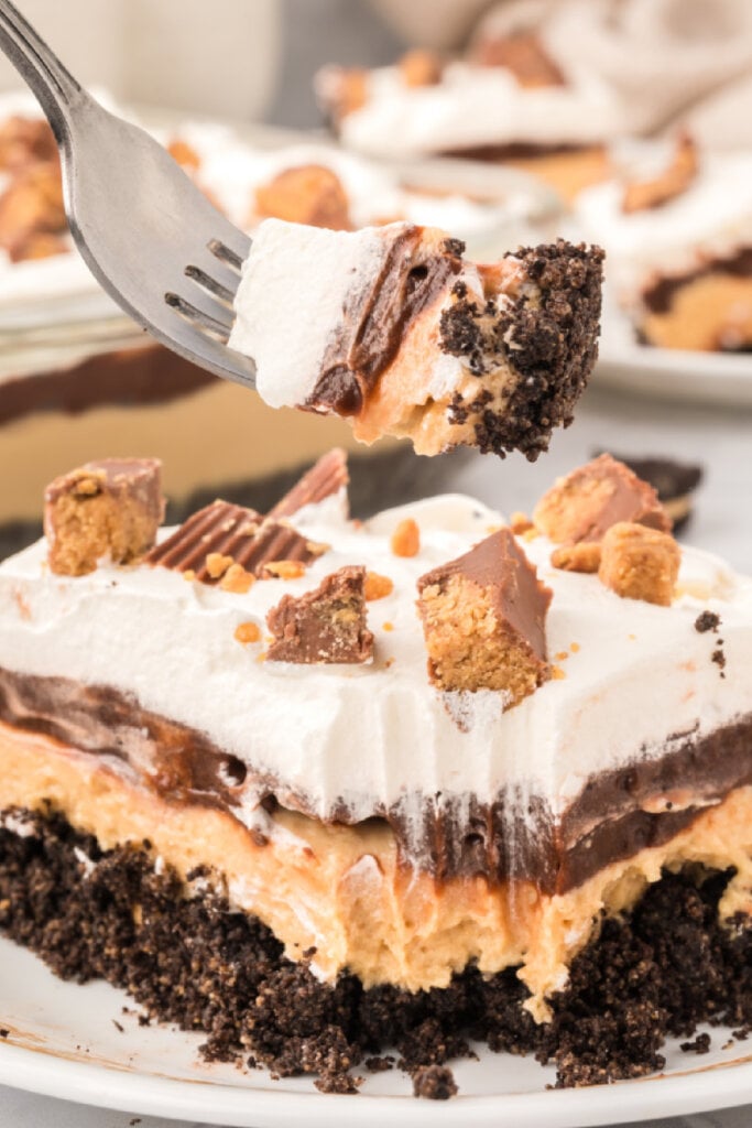 closeup of peanut butter cup lasagna lush