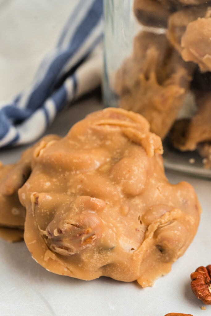 closeup of a pecan candy