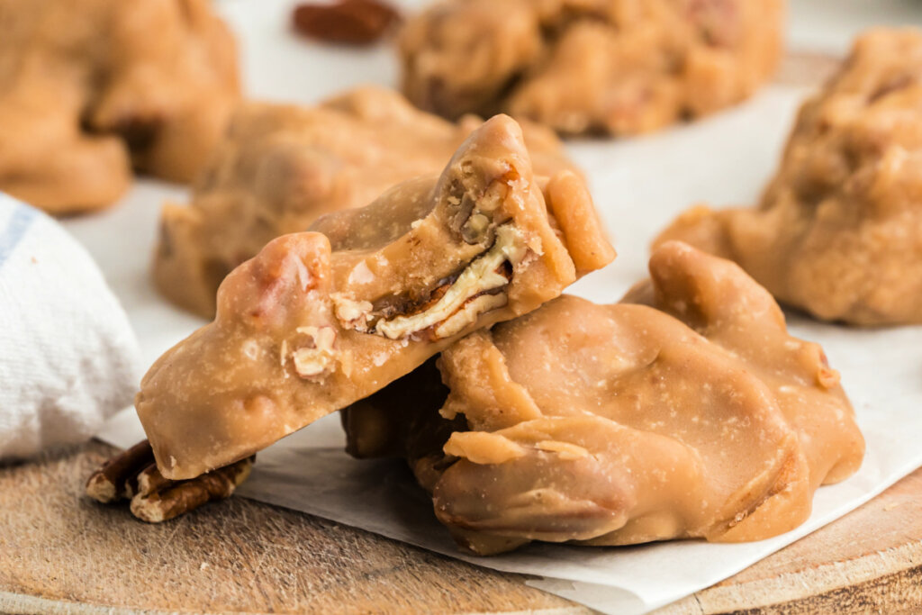 closeup of pecan pralines