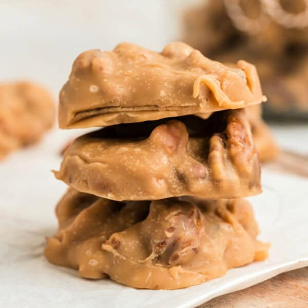 pecan pralines stacked