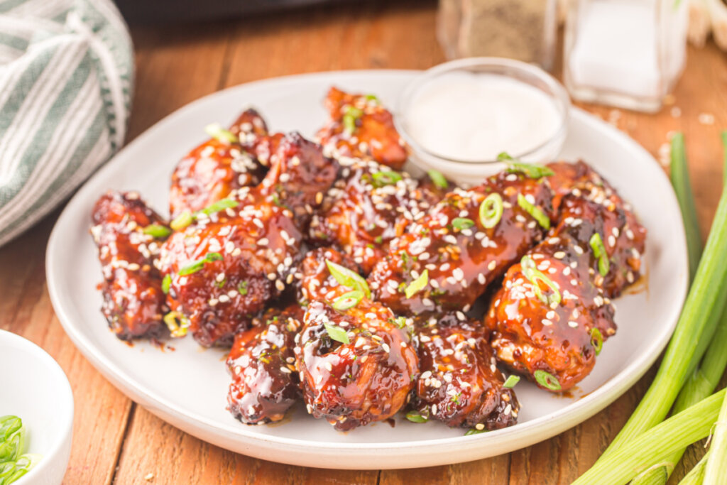 air fryer teriyaki chicken wings on plate