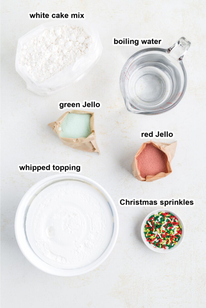 ingredients to make christmas poke cake