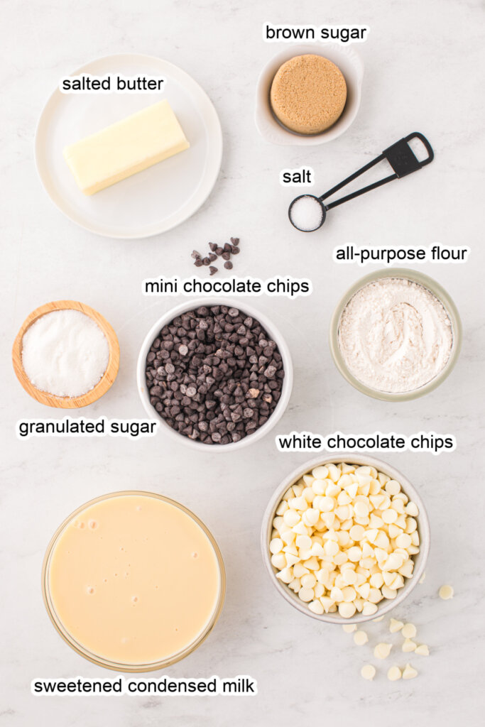 ingredients to make cookie dough fudge