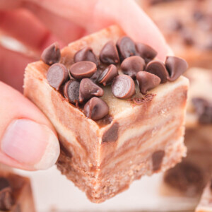 closeup of cookie dough fudge