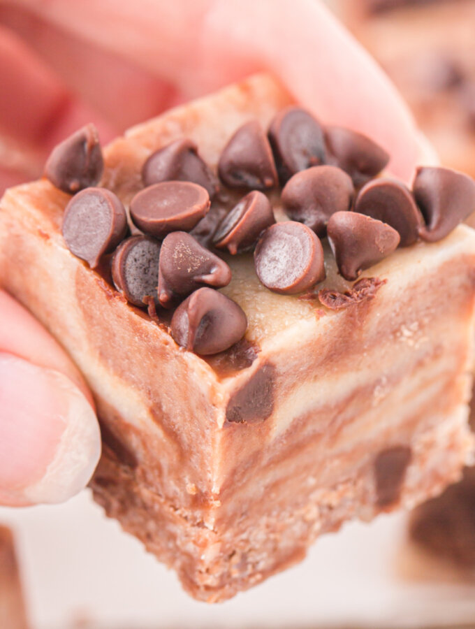 closeup of cookie dough fudge
