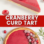 cranberry curd tart pin collage