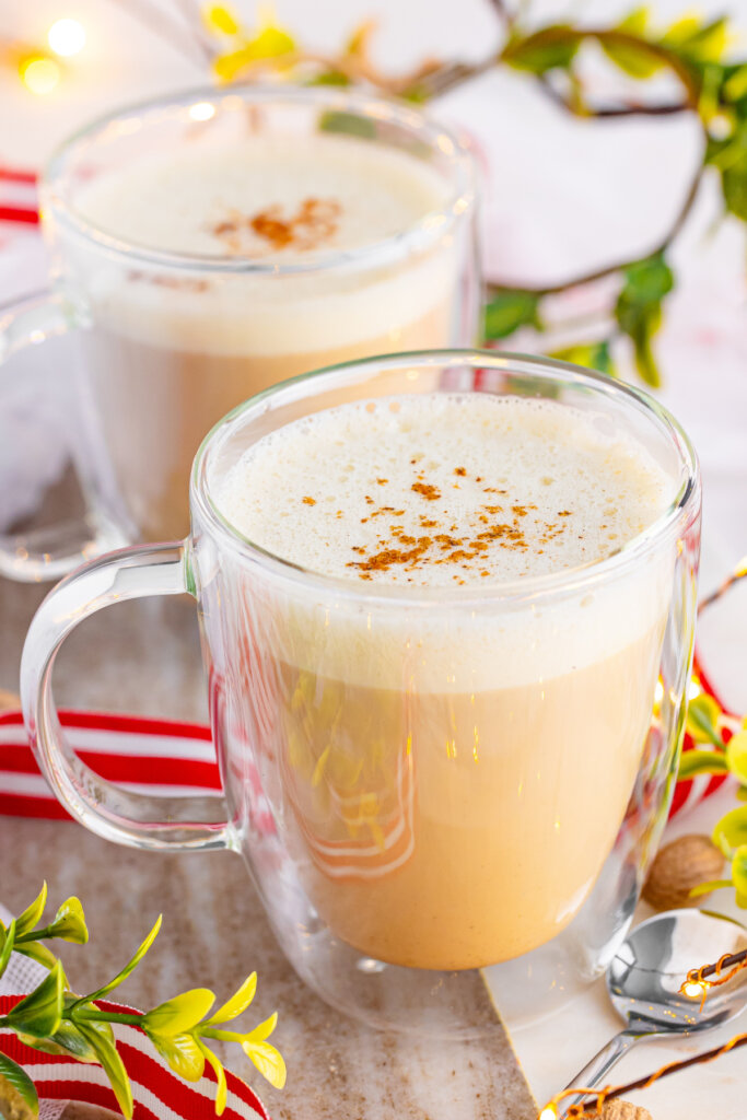 eggnog atte in clear mug