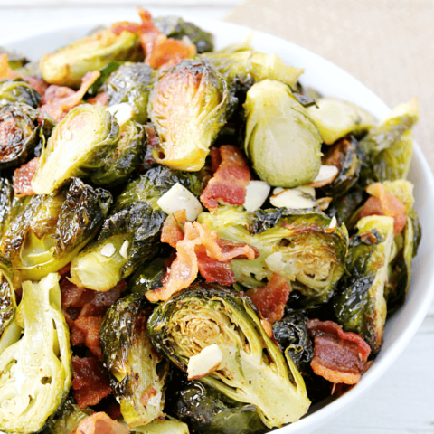 Roasted Brussels Sprouts with Bacon & Almonds