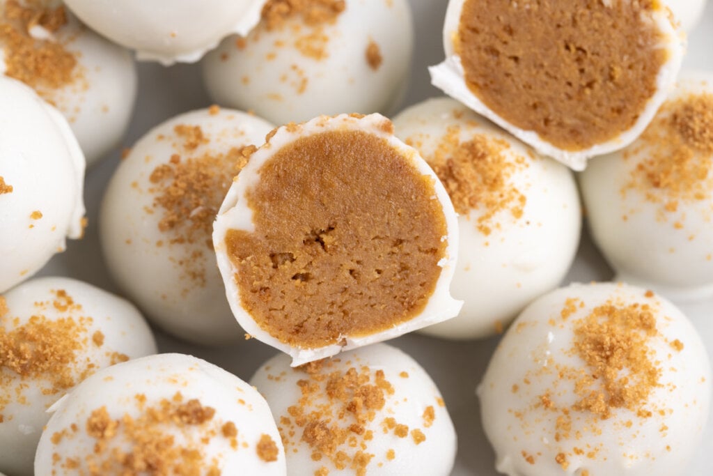 closeup of gingerbread truffles inside