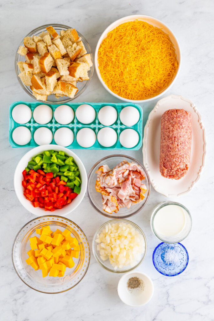 ingredients to make overnight breakfast casserole