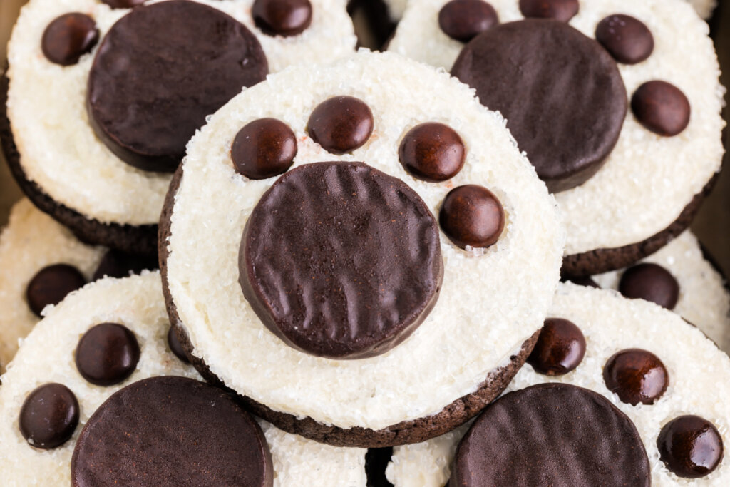 closeup of polar bear paw cookies