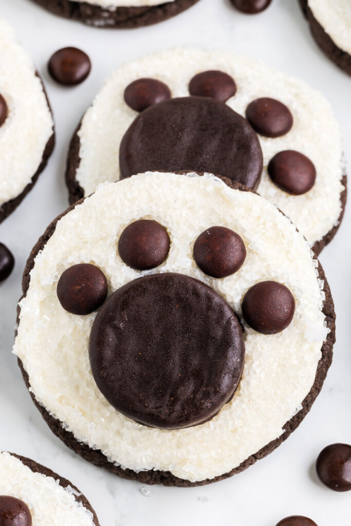 two polar bear paw cookies