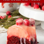 red velvet flan holiday cake pin collage