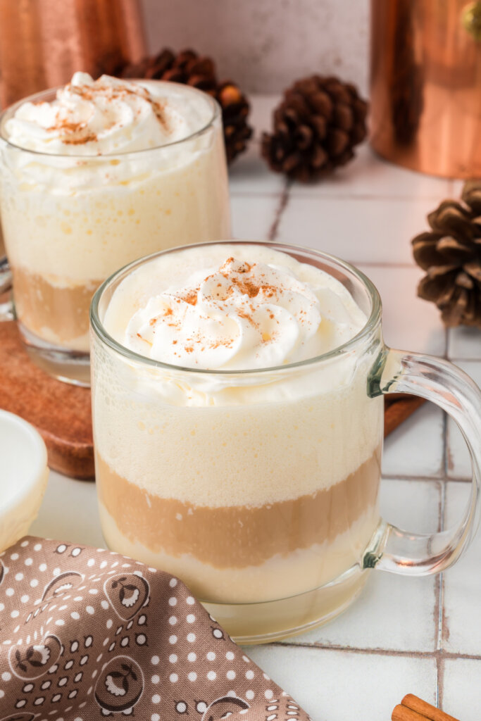 spiked eggnog latte in mug