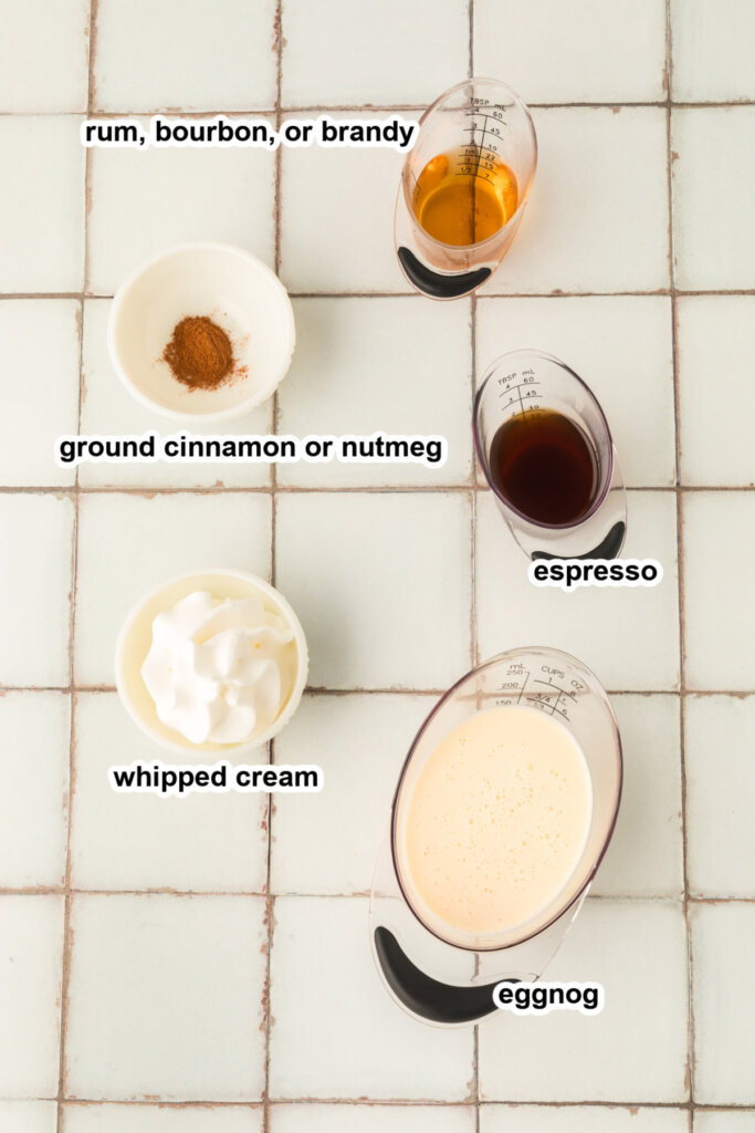 ingredients to make a spiked eggnog latte