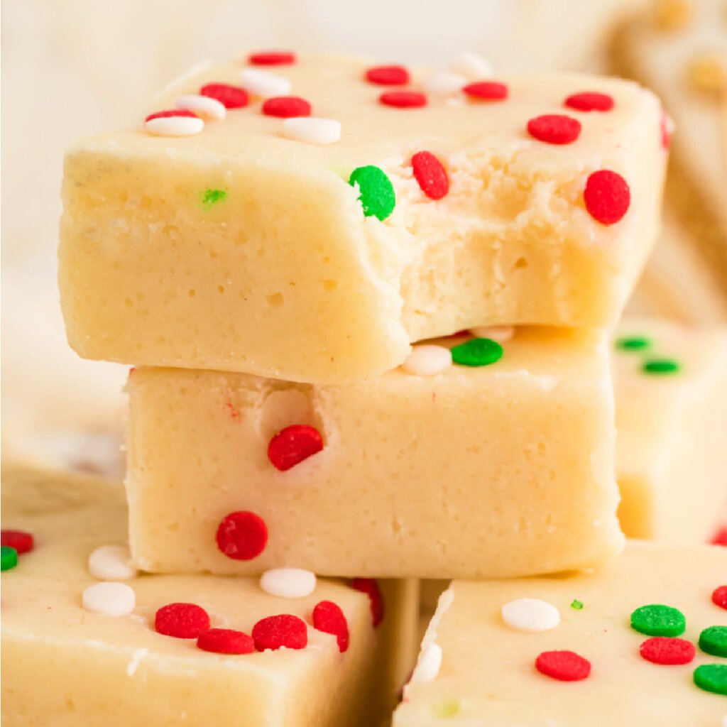 closeup of sugar cookie fudge