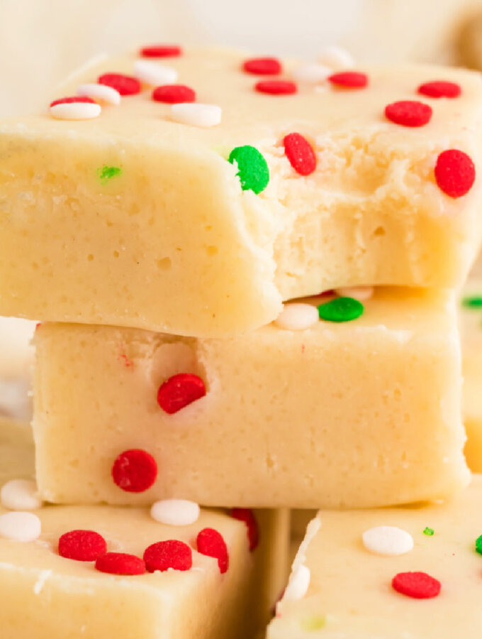 closeup of sugar cookie fudge