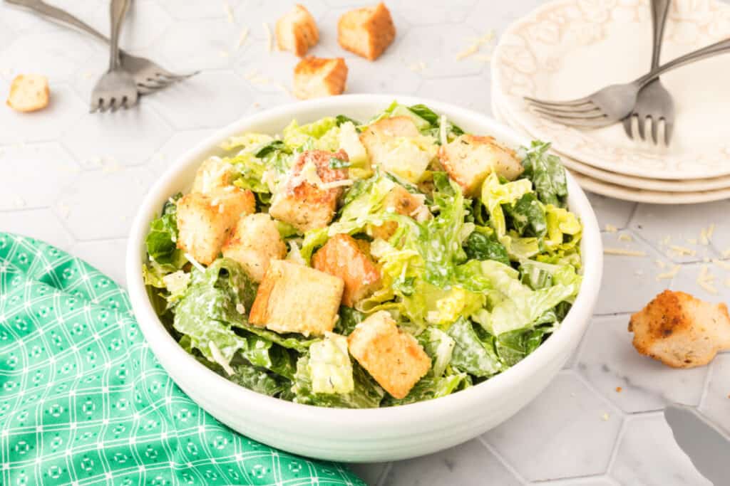 caesar salad in bowl