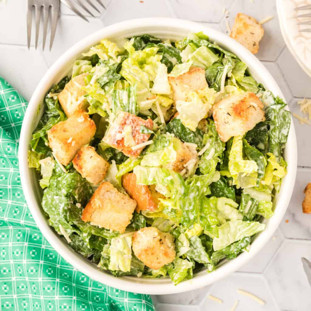 closeup of caesar salad