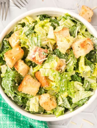 closeup of caesar salad