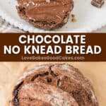 chocolate no knead bread pin collage